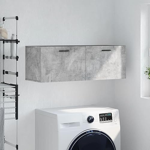 WDGJJFECNMUEHI Wandschrank Betongrau 100x36,5x35 cm Holzwerkstoff Hängeschrank Badezimmer Küche Aufbewahrung Wandmontage Dekorativ Praktisch Stauraum Organizer von WDGJJFECNMUEHI