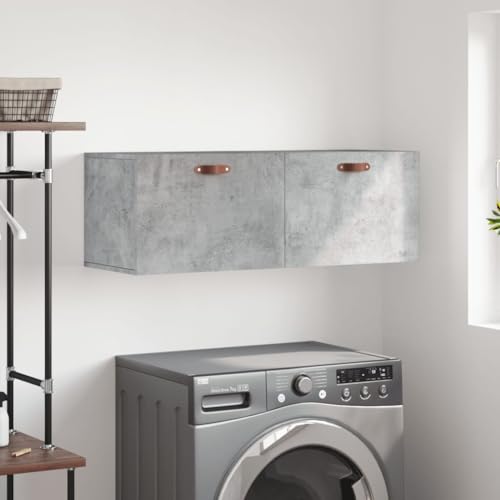 WDGJJFECNMUEHI Wandschrank Betongrau 100x36,5x35 cm Holzwerkstoff Hängeschrank Badezimmer Küche Aufbewahrung Wandmontage Dekorativ Praktisch Stauraum Organizer von WDGJJFECNMUEHI