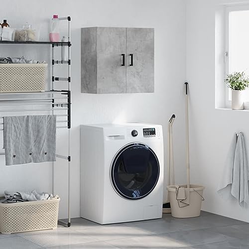WDGJJFECNMUEHI Wandschrank Betongrau 60x31x60 cm Holzwerkstoff Hängeschrank Bad Badezimmer Küche Aufbewahrungsschrank Wandmontage Stauraum Organizer von WDGJJFECNMUEHI