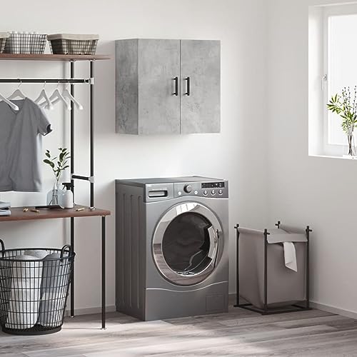 WDGJJFECNMUEHI Wandschrank Betongrau 60x31x60 cm Holzwerkstoff Hängeschrank Bad Küche Wohnzimmer Aufbewahrungsschrank mit Stauraum Wandmontage Dekorativ von WDGJJFECNMUEHI