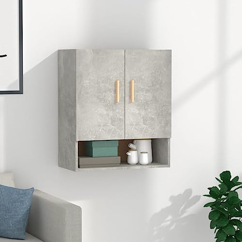 WDGJJFECNMUEHI Wandschrank Betongrau 60x31x70 cm Holzwerkstoff Wall Cabinet Storage Organizer with Scandinavian Design for Living Room Bedroom Space Saving WDGJJFECNMUEHI Wandschrank Betongrau 60x31x70 cm Holzwerkstoff Wall Cabinet Storage Organizer with Scandinavian Design for Living Room Bedroom Space Saving von WDGJJFECNMUEHI