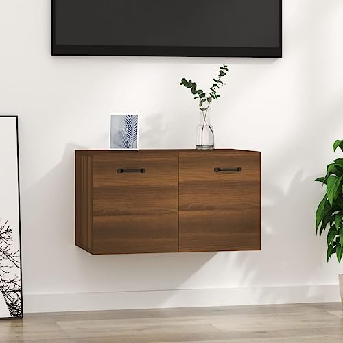 WDGJJFECNMUEHI Wandschrank Braun Eichen-Optik 60x36,5x35 cm Holzwerkstoff Hängeschrank mit 2 Schubladen für Küche Bad Wohnzimmer Wandmontage Stauraum Organizer von WDGJJFECNMUEHI