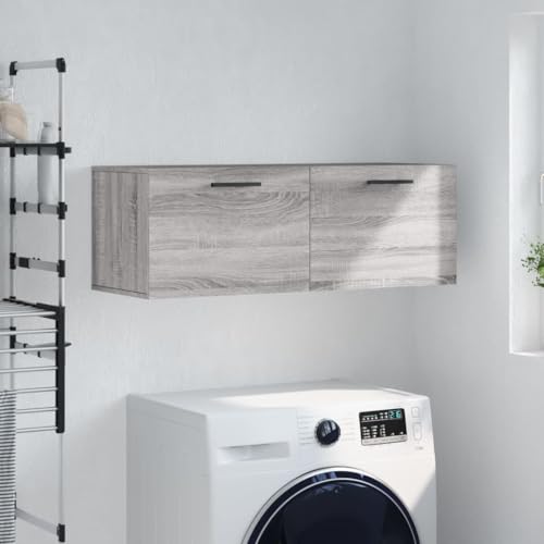 WDGJJFECNMUEHI Wandschrank Grau Sonoma 100x36,5x35 cm Holzwerkstoff Hängeschrank Wandmontage Stauraum Bad Küche Schlafzimmer Deko Aufbewahrung von WDGJJFECNMUEHI