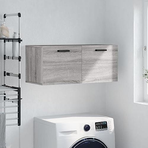 WDGJJFECNMUEHI Wandschrank Grau Sonoma 80x36,5x35 cm Holzwerkstoff Hängeschrank für Bad Küche Flur mit Stauraum Wandmontage Dekoration Aufbewahrung von WDGJJFECNMUEHI