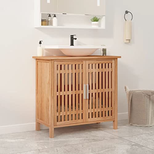 WDGJJFECNMUEHI Waschbeckenunterschrank 66x29x61,5 cm Massivholz Nussbaum Badezimmer Kommode mit Stauraum, Rustikaler Landhausstil Waschtischunterschrank für Bad und Waschraum von WDGJJFECNMUEHI