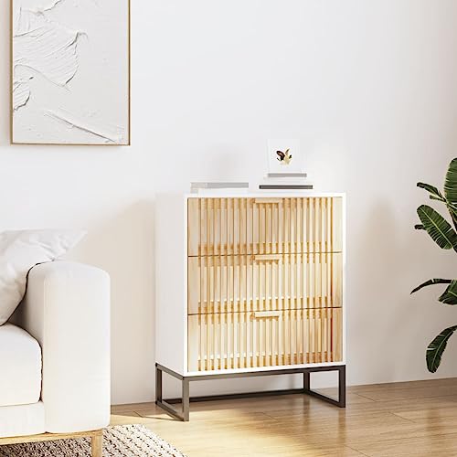 WDGJJFECNMUEHI White Sideboard 60x30x75 cm Wood Particle Board Storage Cabinet with Drawers for Living Room Bedroom Dining Area Home Organization Furniture von WDGJJFECNMUEHI