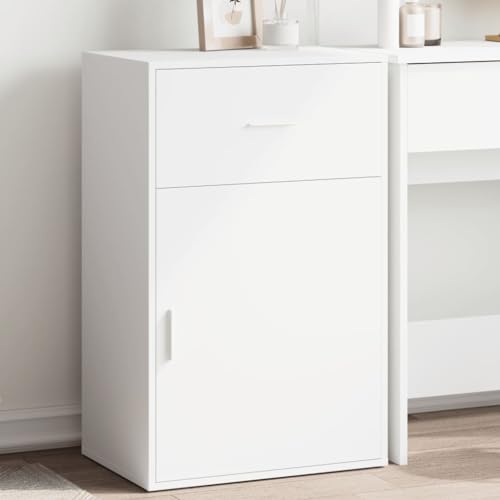 WDGJJFECNMUEHI White Sideboard Cabinet 56.5x39x90 cm Wood Particle Board Storage Organizer with Drawer and Shelves for Living Room Bedroom Home Decor von WDGJJFECNMUEHI