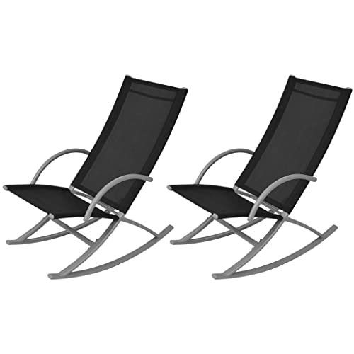 WDGJJFECNMUEHI alu gartenstühle gartenstühle kunststoffGarten-Schaukelstühle 2 STK. Stahl und Textiline SchwarzGeeignet für Gärten, Terrassen und Balkone von WDGJJFECNMUEHI