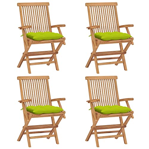 WDGJJFECNMUEHI alu gartenstühle gartenstühle kunststoffGartenstühle mit Hellgrünen Kissen 4 STK. Massivholz TeakGeeignet für Gärten, Terrassen und Balkone von WDGJJFECNMUEHI