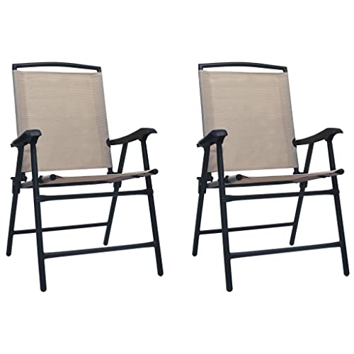 WDGJJFECNMUEHI alu gartenstühle gartenstühle kunststoffKlappbare Gartenstühle 2 STK. Textilene TaupeGeeignet für Gärten, Terrassen und Balkone von WDGJJFECNMUEHI