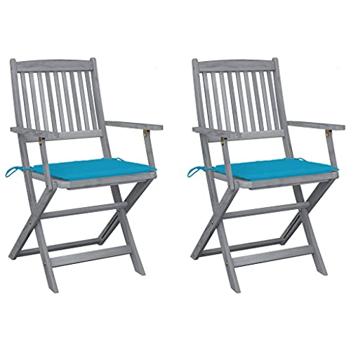 WDGJJFECNMUEHI alu gartenstühle gartenstühle kunststoffKlappbare Gartenstühle 2 STK. mit Sitzkissen Massivholz AkazieGeeignet für Gärten, Terrassen und Balkone von WDGJJFECNMUEHI