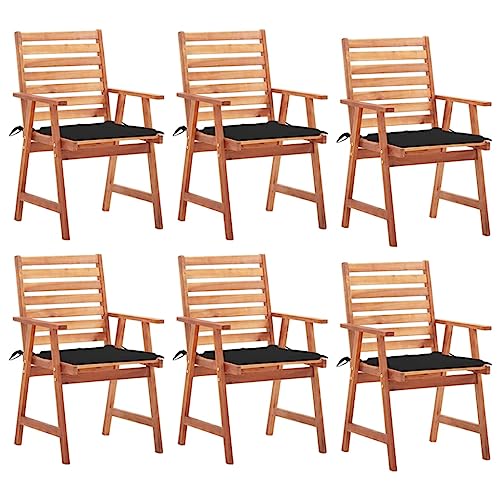 WDGJJFECNMUEHI balkonmöbel klappbar Camping Stuhl klappbarGarten-Essstühle 6 STK. mit Kissen Massivholz Akazie Geeignet für Gärten, Terrassen und Balkone von WDGJJFECNMUEHI