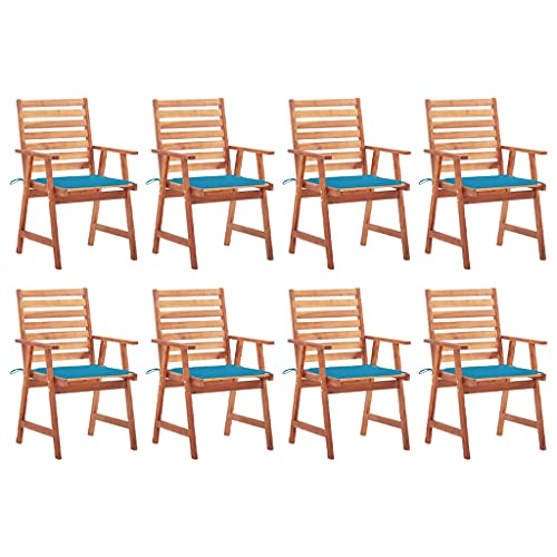 WDGJJFECNMUEHI balkonmöbel klappbar Camping Stuhl klappbarGarten-Essstühle 8 STK. mit Kissen Massivholz Akazie Geeignet für Gärten, Terrassen und Balkone von WDGJJFECNMUEHI