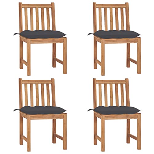 WDGJJFECNMUEHI balkonmöbel klappbar Camping Stuhl klappbarGartenstühle 4 STK. mit Kissen Massivholz Teak Geeignet für Gärten, Terrassen und Balkone von WDGJJFECNMUEHI