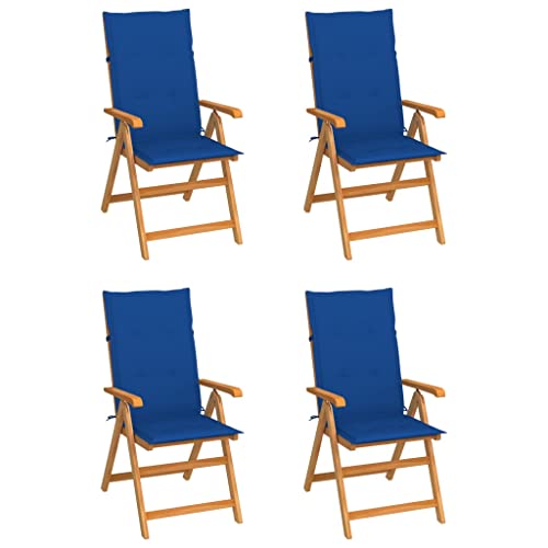 WDGJJFECNMUEHI balkonmöbel klappbar Camping Stuhl klappbarGartenstühle 4 STK. mit Königsblauen Kissen Massivholz TeakGeeignet für Gärten, Terrassen und Balkone WDGJJFECNMUEHI balkonmöbel klappbar Camping Stuhl klappbarGartenstühle 4 STK. mit Königsblauen Kissen Massivholz TeakGeeignet für Gärten, Terrassen und Balkone von WDGJJFECNMUEHI