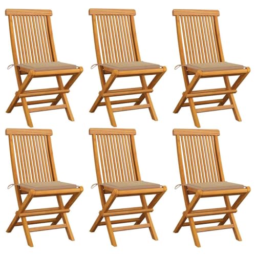 WDGJJFECNMUEHI balkonmöbel klappbar Camping Stuhl klappbarGartenstühle mit Beige Kissen 6 STK. Massivholz Teak Geeignet für Gärten, Terrassen und Balkone WDGJJFECNMUEHI balkonmöbel klappbar Camping Stuhl klappbarGartenstühle mit Beige Kissen 6 STK. Massivholz Teak Geeignet für Gärten, Terrassen und Balkone von WDGJJFECNMUEHI