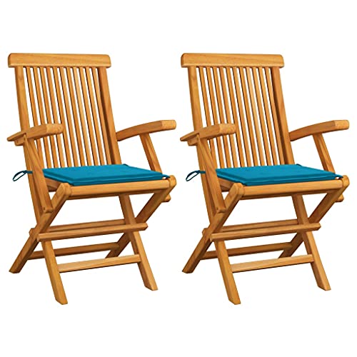 WDGJJFECNMUEHI balkonmöbel klappbar Camping Stuhl klappbarGartenstühle mit Blauen Kissen 2 STK. Massivholz TeakGeeignet für Gärten, Terrassen und Balkone WDGJJFECNMUEHI balkonmöbel klappbar Camping Stuhl klappbarGartenstühle mit Blauen Kissen 2 STK. Massivholz TeakGeeignet für Gärten, Terrassen und Balkone von WDGJJFECNMUEHI