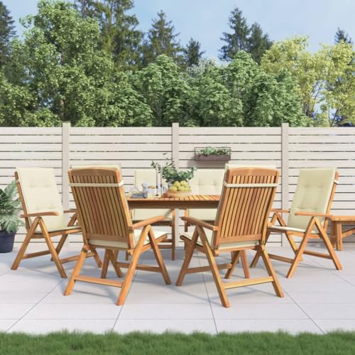 WDGJJFECNMUEHI balkonmöbel klappbar Camping Stuhl klappbarGartenstühle mit Kissen 6 STK. Massivholz TeakGeeignet für Gärten, Terrassen und Balkone von WDGJJFECNMUEHI