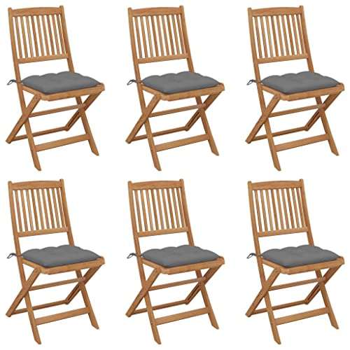 WDGJJFECNMUEHI balkonmöbel klappbar Camping Stuhl klappbarKlappbare Gartenstühle 6 STK. mit Kissen Massivholz AkazieGeeignet für Gärten, Terrassen und Balkone von WDGJJFECNMUEHI