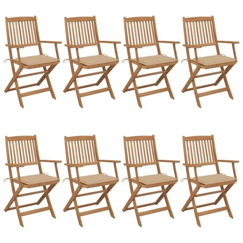 WDGJJFECNMUEHI balkonmöbel klappbar Camping Stuhl klappbarKlappbare Gartenstühle 8 STK. mit Kissen Massivholz AkazieGeeignet für Gärten, Terrassen und Balkone von WDGJJFECNMUEHI