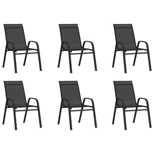 WDGJJFECNMUEHI balkonmöbel klappbar Camping Stuhl klappbarStapelbare Gartenstühle 6 STK. Schwarz TextileneGeeignet für Gärten, Terrassen und Balkone von WDGJJFECNMUEHI