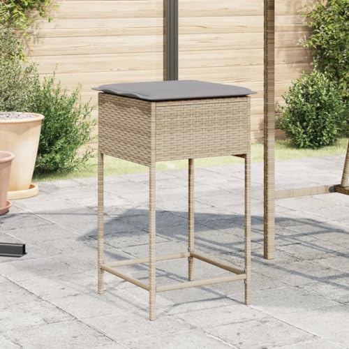WDGJJFECNMUEHI balkonsessel Balkon stühle klappsesselGarten-Barhocker mit Kissen 2 STK. Beige Poly RattanGeeignet für Gärten, Terrassen und Balkone von WDGJJFECNMUEHI