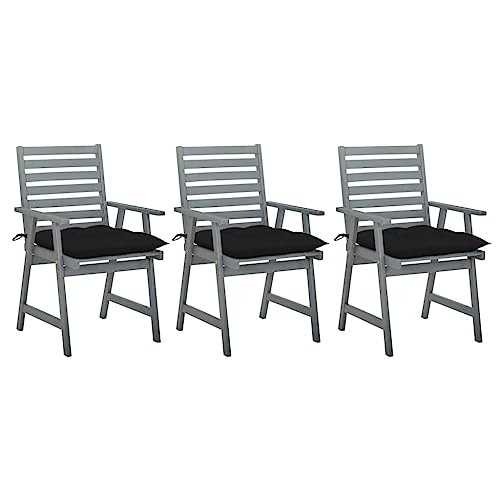 WDGJJFECNMUEHI balkonstühle klappstuhl Balkon Garten Sessel schaukelstuhlGarten-Essstühle mit Kissen 3 STK. Massivholz Akazie Geeignet für Gärten, Terrassen und Balkone von WDGJJFECNMUEHI