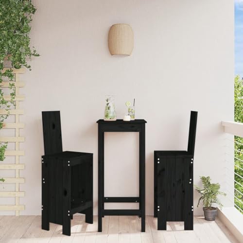 WDGJJFECNMUEHI balkonstühle wetterfest Sessel für balkonBarhocker 2 STK. Schwarz 40x42x120 cm Massivholz KieferGeeignet für Gärten, Terrassen und Balkone von WDGJJFECNMUEHI
