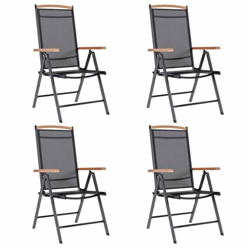 WDGJJFECNMUEHI balkonstuhl klappbar balkonstühle klappbarGartenstühle Klappbar 4 STK. Aluminium und Textilene SchwarzGeeignet für Gärten, Terrassen und Balkone von WDGJJFECNMUEHI