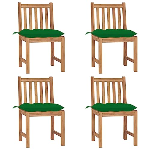 WDGJJFECNMUEHI balkonstuhl wetterfest gartenstuhl hochlehner klappbarGartenstühle 4 STK. mit Kissen Massivholz Teak Geeignet für Gärten, Terrassen und Balkone von WDGJJFECNMUEHI