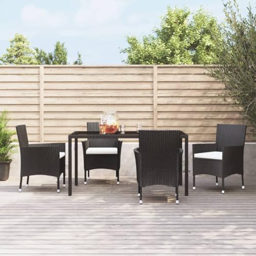 WDGJJFECNMUEHI balkonstuhl wetterfest gartenstuhl hochlehner klappbarGartenstühle mit Kissen 4 STK. Poly Rattan SchwarzGeeignet für Gärten, Terrassen und Balkone von WDGJJFECNMUEHI