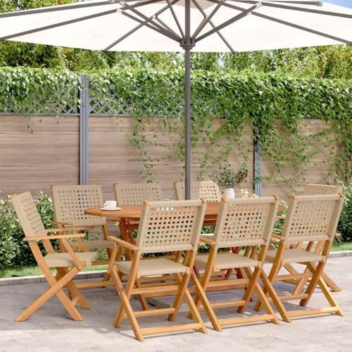 WDGJJFECNMUEHI campingstühle und Tisch gartenmöbel aluGartenstühle 8 STK. Klappbar Beige Poly Rattan & MassivholzGeeignet für Gärten, Terrassen und Balkone von WDGJJFECNMUEHI