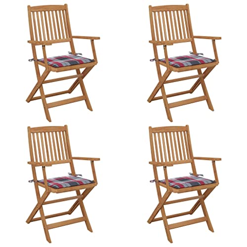 WDGJJFECNMUEHI campingstühle und Tisch gartenmöbel aluKlappbare Gartenstühle 4 STK. mit Kissen Massivholz AkazieGeeignet für Gärten, Terrassen und Balkone von WDGJJFECNMUEHI