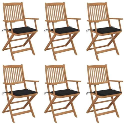 WDGJJFECNMUEHI campingstuhl klappbar balkonstuhlKlappbare Gartenstühle 6 STK. mit Kissen Massivholz AkazieGeeignet für Gärten, Terrassen und Balkone von WDGJJFECNMUEHI