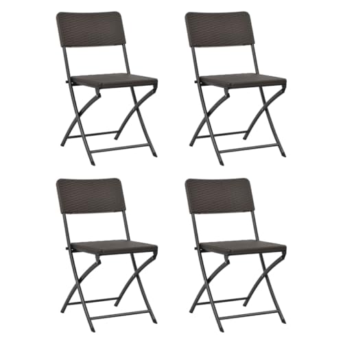 WDGJJFECNMUEHI eisenstuhl klappbare campingstühleKlappbare Gartenstühle 4 STK. HDPE und Stahl BraunGeeignet für Gärten, Terrassen und Balkone von WDGJJFECNMUEHI