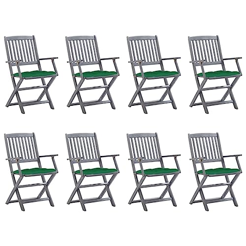 WDGJJFECNMUEHI eisenstuhl klappbare campingstühleKlappbare Gartenstühle 8 STK. mit Kissen Massivholz AkazieGeeignet für Gärten, Terrassen und Balkone von WDGJJFECNMUEHI