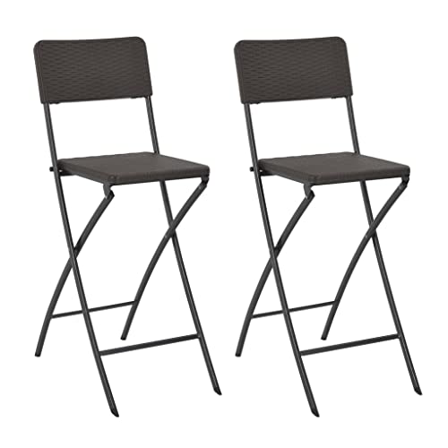 WDGJJFECNMUEHI gartenklappstuhl Sessel balkonKlappbare Barstühle 2 STK. HDPE und Stahl Braun RattanoptikGeeignet für Gärten, Terrassen und Balkone von WDGJJFECNMUEHI