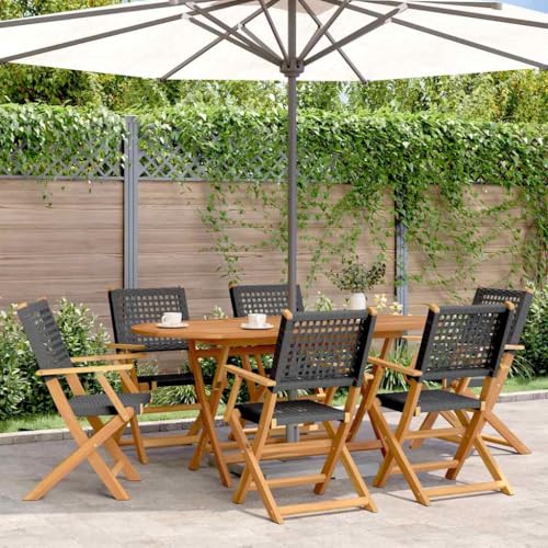 WDGJJFECNMUEHI gartenmöbel Kunststoff stühle balkonGartenstühle 6 STK. Klappbar Schwarz Poly Rattan & MassivholzGeeignet für Gärten, Terrassen und Balkone von WDGJJFECNMUEHI