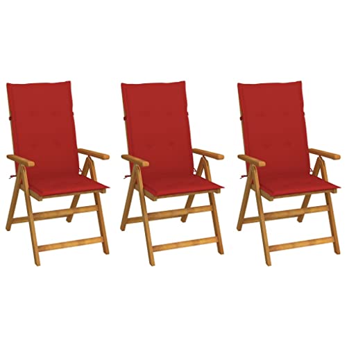 WDGJJFECNMUEHI gartenmöbel Kunststoff stühle balkonKlappbare Gartenstühle 3 STK. mit Auflagen Massivholz AkazieGeeignet für Gärten, Terrassen und Balkone von WDGJJFECNMUEHI