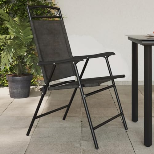 WDGJJFECNMUEHI gartenmöbel Kunststoff stühle balkonKlappbare Gartenstühle 4 STK. Graumeliert Stahl und TextileneGeeignet für Gärten, Terrassen und Balkone von WDGJJFECNMUEHI