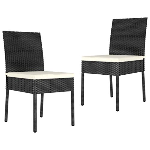 WDGJJFECNMUEHI gartenmöbel Sale Foldable Chair Stuhl Outdoor stapelsesselGarten-Essstühle 2 STK. Poly Rattan SchwarzGeeignet für Gärten, Terrassen und Balkone von WDGJJFECNMUEHI