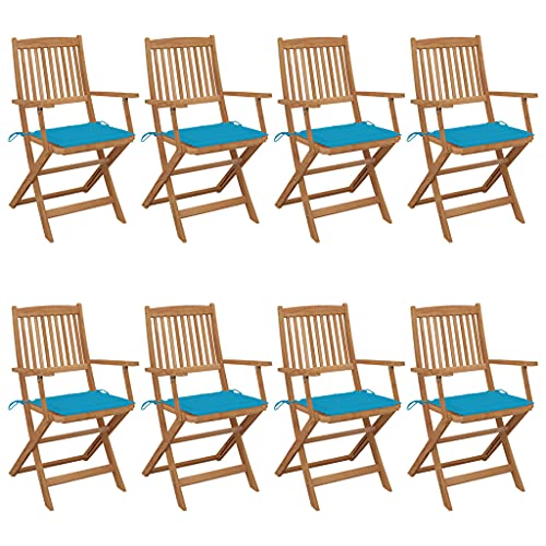 WDGJJFECNMUEHI gartenmöbel Sale Foldable Chair Stuhl Outdoor stapelsesselKlappbare Gartenstühle 8 STK. mit Kissen Massivholz AkazieGeeignet für Gärten, Terrassen und Balkone von WDGJJFECNMUEHI