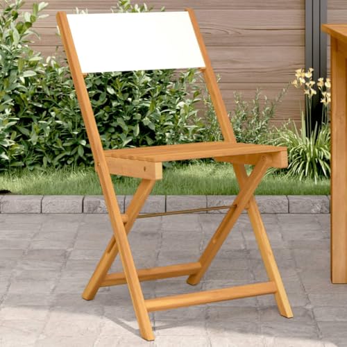 WDGJJFECNMUEHI gartenstühle Plastik gartenstuhl mit tischBistrostühle 2 STK. Cremeweiß Massivholz Akazie & StoffGeeignet für Gärten, Terrassen und Balkone von WDGJJFECNMUEHI