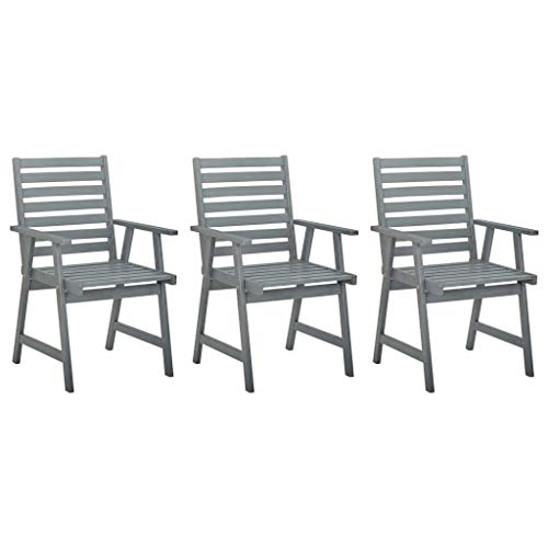 WDGJJFECNMUEHI gartenstühle Plastik gartenstuhl mit tischGarten-Essstühle 3 STK. Grau Massivholz AkazieGeeignet für Gärten, Terrassen und Balkone von WDGJJFECNMUEHI