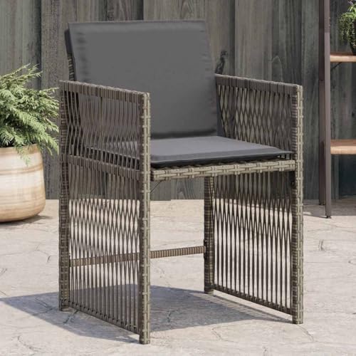 WDGJJFECNMUEHI gartenstühle Plastik gartenstuhl mit tischGartenstühle mit Kissen 4 STK. Grau Poly RattanGeeignet für Gärten, Terrassen und Balkone von WDGJJFECNMUEHI