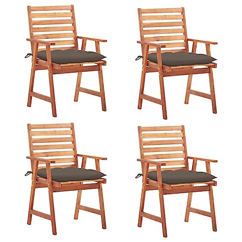 WDGJJFECNMUEHI gartenstühle Set klappstuhl alu hochlehnerGarten-Essstühle 4 STK. mit Kissen Massivholz Akazie Geeignet für Gärten, Terrassen und Balkone von WDGJJFECNMUEHI