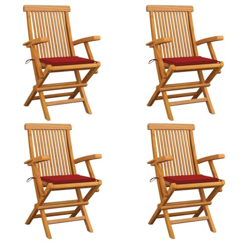 WDGJJFECNMUEHI gartenstühle Set klappstuhl alu hochlehnerGartenstühle mit Roten Kissen 4 STK. Massivholz TeakGeeignet für Gärten, Terrassen und Balkone WDGJJFECNMUEHI gartenstühle Set klappstuhl alu hochlehnerGartenstühle mit Roten Kissen 4 STK. Massivholz TeakGeeignet für Gärten, Terrassen und Balkone von WDGJJFECNMUEHI