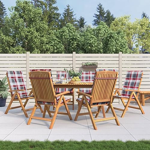 WDGJJFECNMUEHI gartenstühle alu stapelbar klappstuhl hochlehnerGartenstühle mit Kissen 6 STK. Massivholz TeakGeeignet für Gärten, Terrassen und Balkone von WDGJJFECNMUEHI