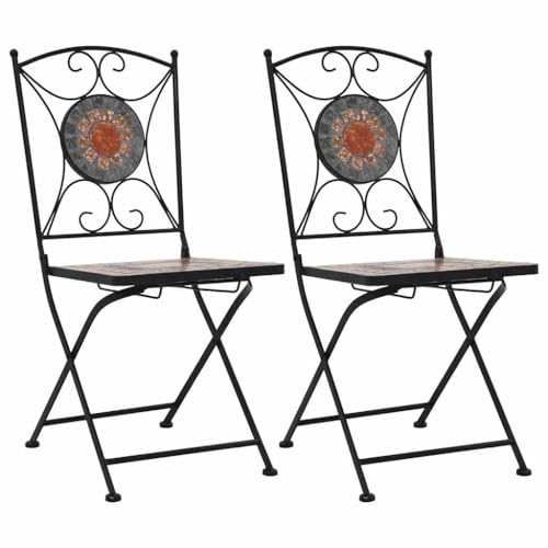 WDGJJFECNMUEHI gartenstühle klappstuhl gartenstuhlMosaik-Bistrostühle 2 STK. Orange/GrauGeeignet für Gärten, Terrassen und Balkone von WDGJJFECNMUEHI