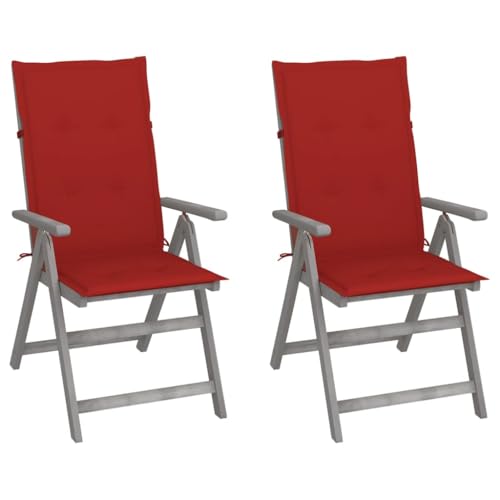 WDGJJFECNMUEHI gartenstühle klappstuhl gartenstuhlVerstellbare Gartenstühle 2 STK. mit Auflagen Massivholz AkazieGeeignet für Gärten, Terrassen und Balkone von WDGJJFECNMUEHI